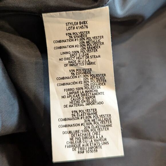 XSCAPE Blue Lurex V-Neck Fit and Flare Mesh Inset Dress Size 6 - Picture 5 of 8